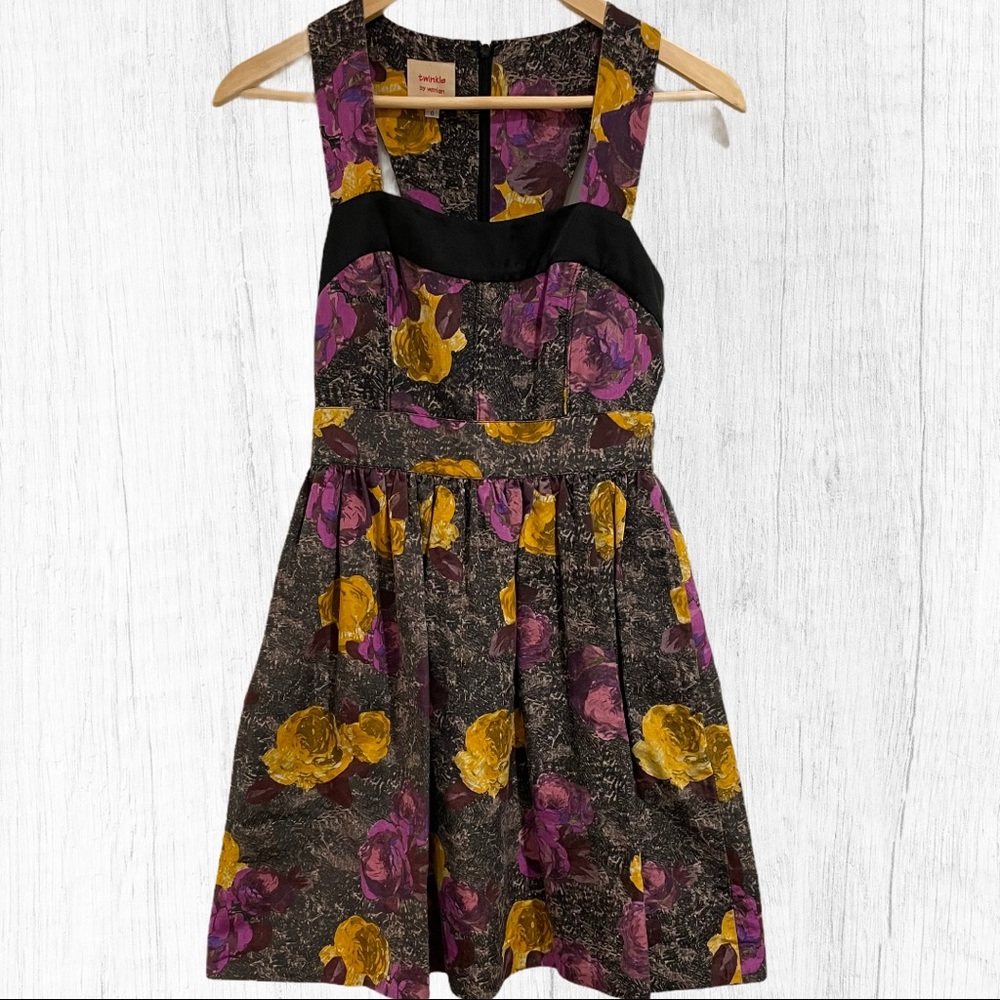 Anthropologie Silken Trellis Purple Gold Dress
